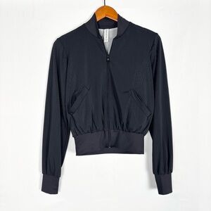 Beloforte Perforated Jacket Black Crop Size XS USA Active Athliesure